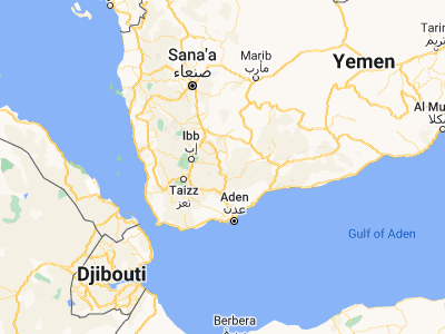 Map showing location of Al Ḩusayn (13.79199, 44.76886)