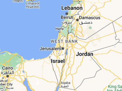 Map showing location of Al Ittiḩād (31.97552, 35.11595)