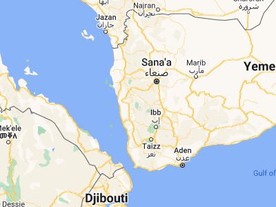 Map showing location of Al Jabīn (14.70401, 43.59904)