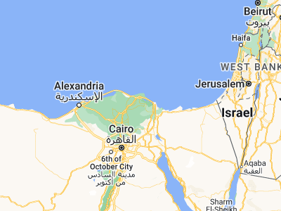 Map showing location of Al Jamālīyah (31.18086, 31.86518)