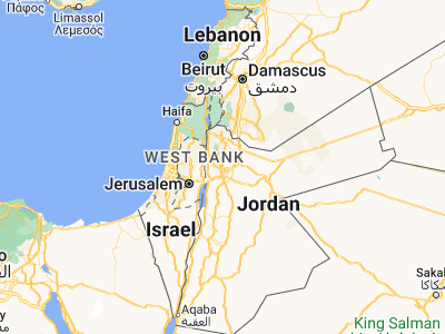 Map showing location of Al Jubayhah (32.02581, 35.86458)