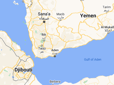 Map showing location of Al Jurbah (13.7915, 45.15894)