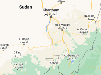 Map showing location of Al Kawa (13.7463, 32.4996)