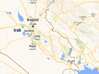 Map showing location of Al Kūt (32.5128, 45.81817)