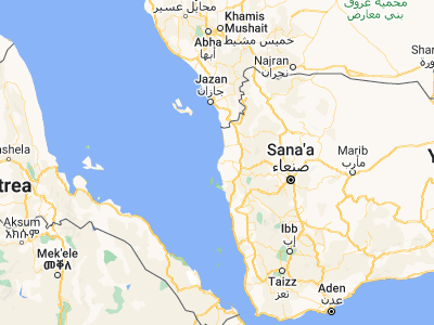 Map showing location of Al Luḩayyah (15.70309, 42.69093)