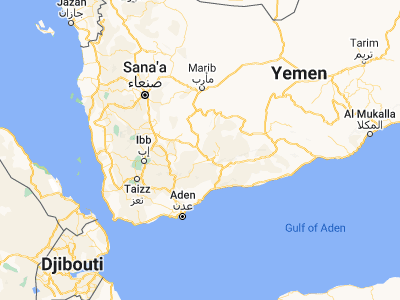 Map showing location of Āl Ma‘ūdah (14.21055, 45.38732)