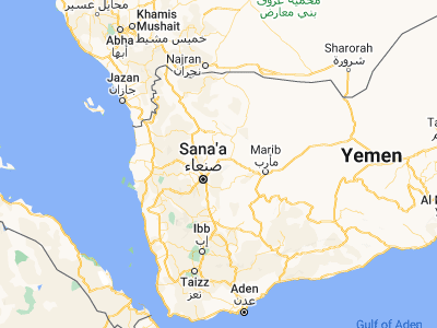Map showing location of Al Madīd (15.64453, 44.47337)