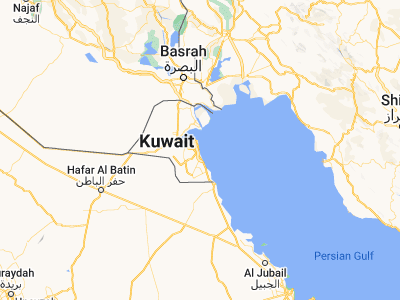 Map showing location of Al Mahbūlah (29.145, 48.13028)