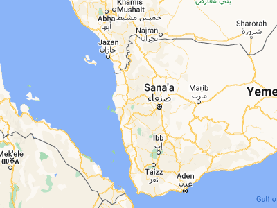 Map showing location of Al Maḩwīt (15.47007, 43.54481)