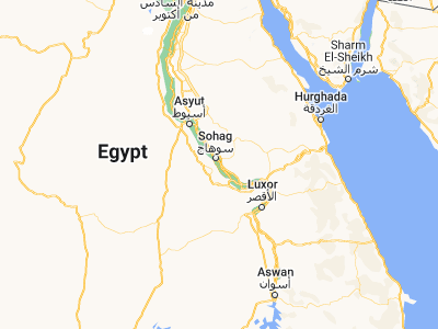 Map showing location of Al Manshāh (26.47686, 31.8035)