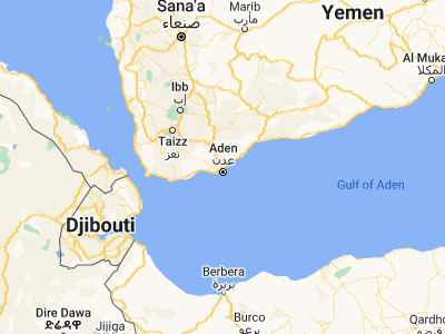 Map showing location of Al Manşūrah (12.86019, 44.98166)