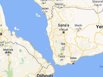 Map showing location of Al Marāwi‘ah (14.83069, 43.15391)