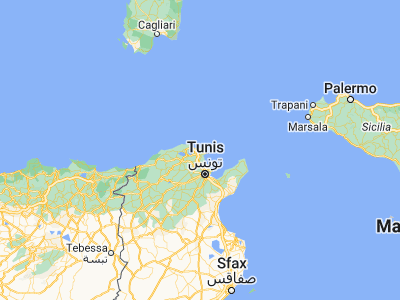 Map showing location of Al Matlīn (37.24516, 10.05)