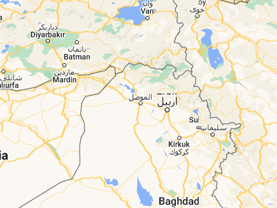 Map showing location of Al Mawşil al Jadīdah (36.33091, 43.09065)