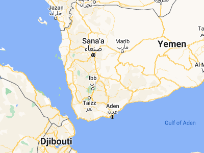 Map showing location of Al Mayfa’ah (14.46392, 44.54866)
