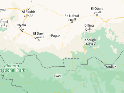 Map showing location of Al Mijlad (11.03333, 27.73333)