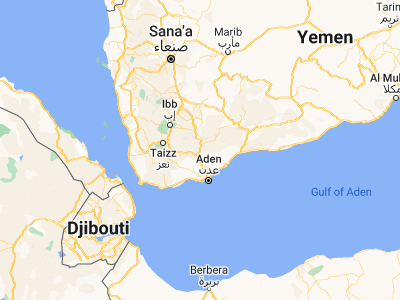 Map showing location of Al Milāḩ (13.42611, 44.82556)