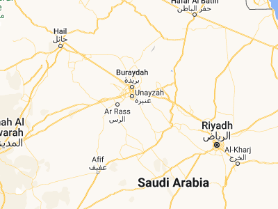 Map showing location of Al Mithnab (25.86012, 44.22228)