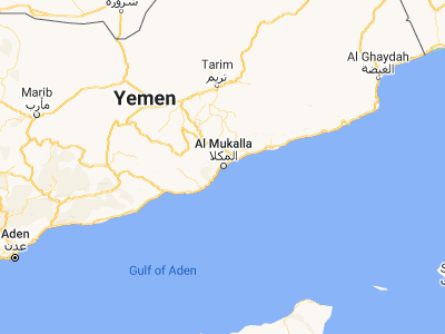 Map showing location of Al Mukallā (14.54248, 49.12424)