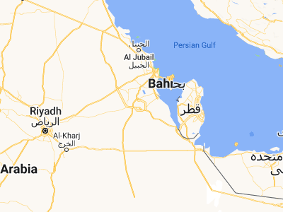 Map showing location of Al Munayzilah (25.38333, 49.66667)