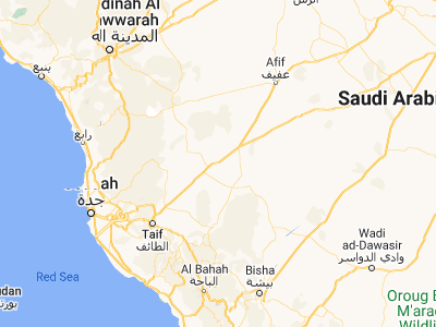 Map showing location of Al Muwayh (22.43333, 41.75829)