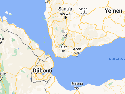 Map showing location of Al Nashmah (13.39028, 43.96833)