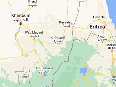 Map showing location of Al Qadarif (14.03493, 35.38344)