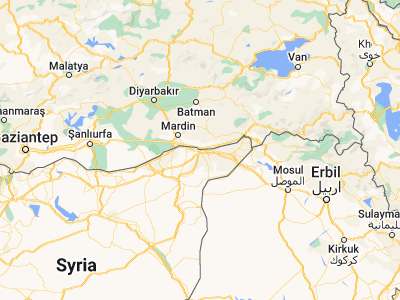 Map showing location of Al Qāmishlī (37.05141, 41.22842)