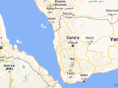 Map showing location of Al Qanāwiş (15.49277, 43.13433)