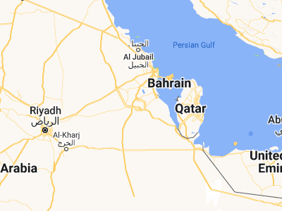 Map showing location of Al Qārah (25.41667, 49.66667)