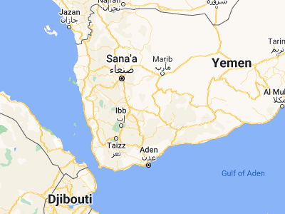 Map showing location of Al Qurayshīyah (14.5122, 44.85358)