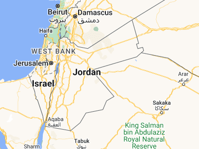 Map showing location of Al Qurayyāt (31.33176, 37.34282)