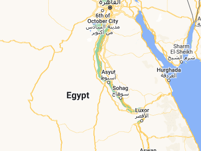 Map showing location of Al Qūşīyah (27.4402, 30.81841)