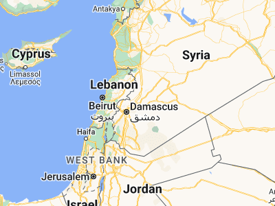 Map showing location of Al Quţayfah (33.73848, 36.60071)