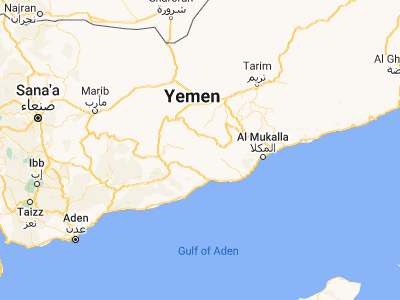 Map showing location of Al Shirūj (14.68526, 47.76926)