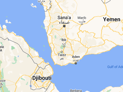 Map showing location of Al ‘Udayn (13.96918, 43.99673)