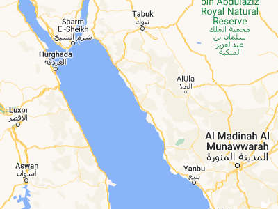 Map showing location of Al Wajh (26.24551, 36.45248)