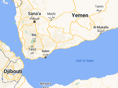 Map showing location of Al Wuday‘ (13.7721, 46.01786)