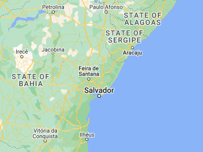 Map showing location of Alagoinhas (-12.13556, -38.41917)