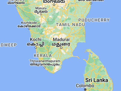 Map showing location of Alangānallūr (10.06667, 78.05)