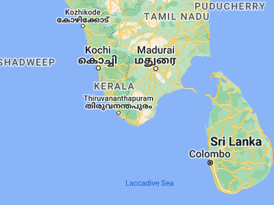 Map showing location of Ālangulam (8.86667, 77.5)