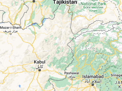 Map showing location of ‘Alāqahdārī Kirān wa Munjān (36.02866, 70.77258)