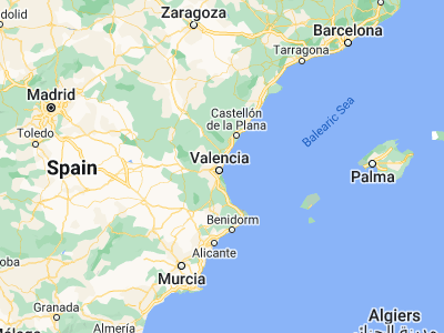 Map showing location of Alboraya (39.5, -0.35)