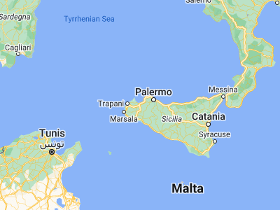 Map showing location of Alcamo (37.99835, 12.95654)