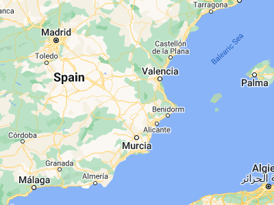 Map showing location of Almansa (38.86917, -1.09713)