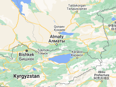 Map showing location of Almaty (43.25654, 76.92848)
