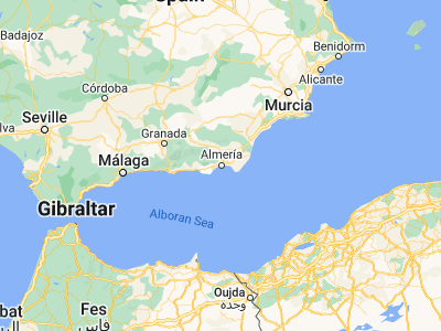Map showing location of Almería (36.83814, -2.45974)