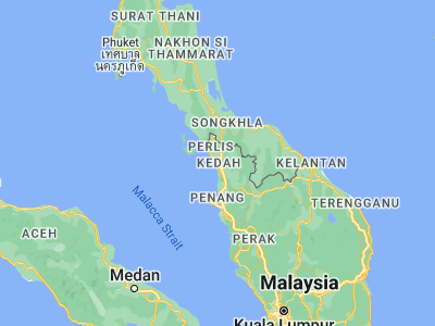 Map showing location of Alor Setar (6.12104, 100.36014)