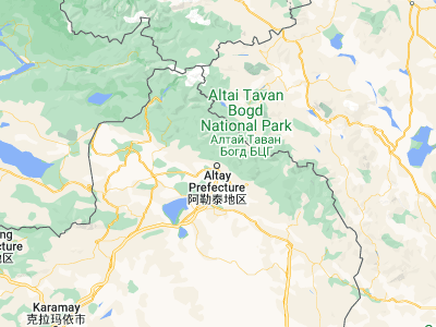 Map showing location of Altay (47.86667, 88.11667)