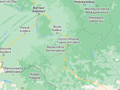 Map showing location of Altayskoye (51.95333, 85.3325)
